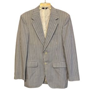 Hardwick Mens Blue White Seersucker Vintage Blazer 36R USA